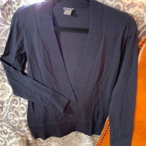 Ann Taylor V-neck sweater, navy blue